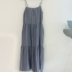 Z Supply Linen Blend Striped Gray Sleeveless Layered Dress Sz S Cottagecore Boho